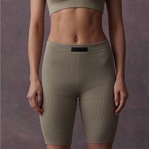 Fear of God Essentials Women's Ribbed Beige Bike Shorts
